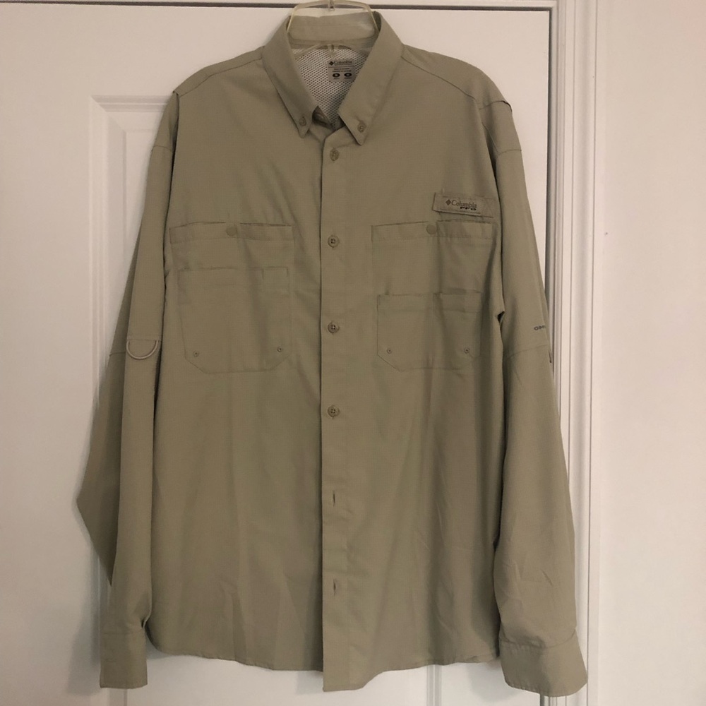 Columbia PFG Sun Shirt Tan Button-Up Shirt
